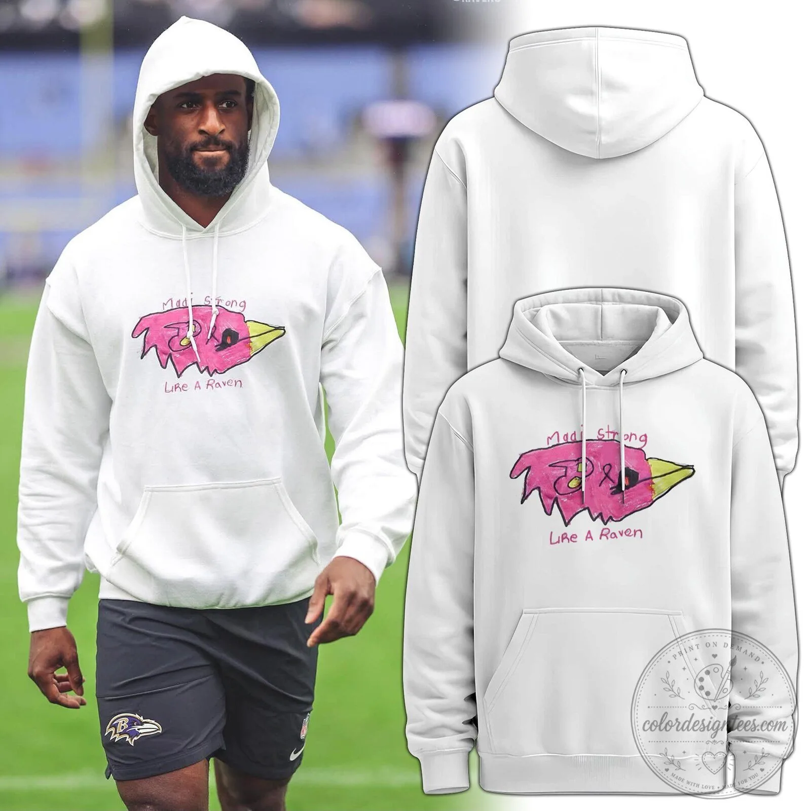 Baltimore Ravens Crucial Catch Madai Strong Like A Raven White Hoodie