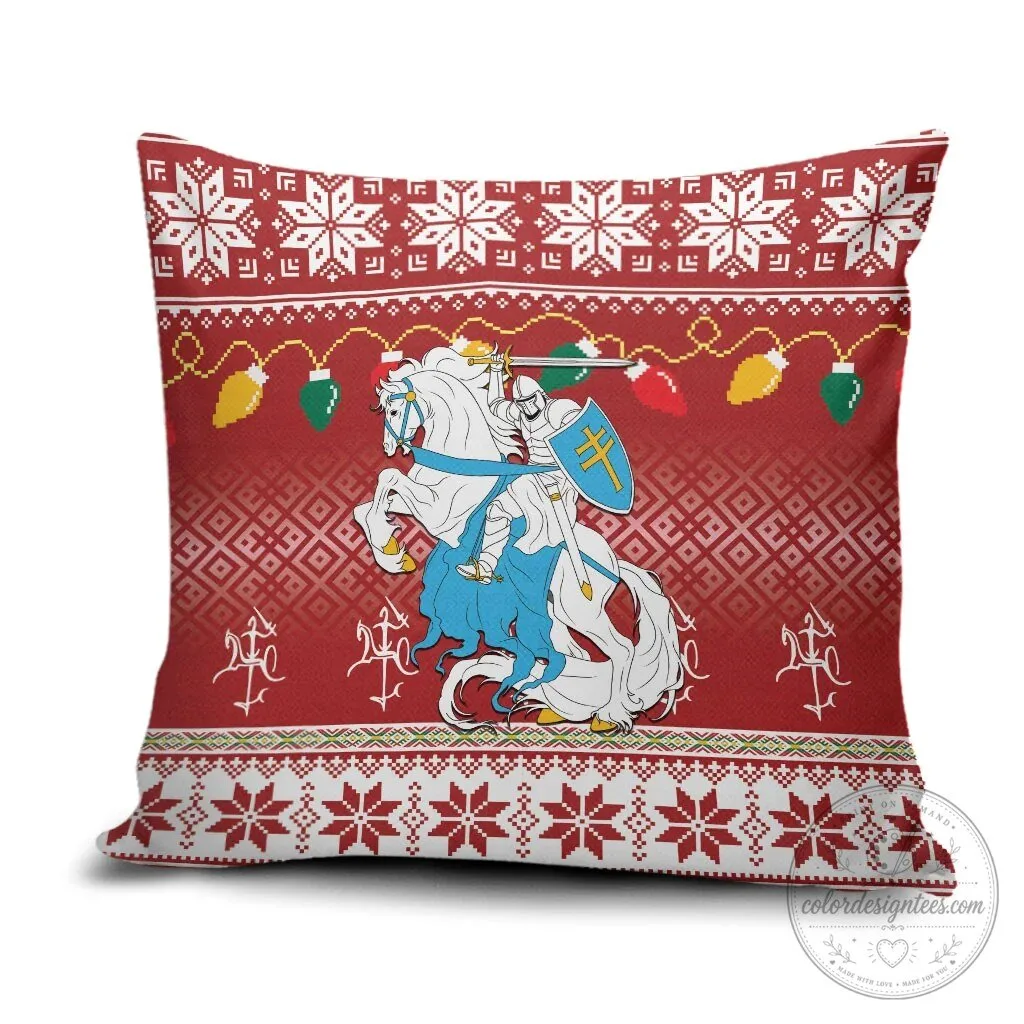 Lithuanian Vytis Christmas Ugly Sweater Pattern Throw Pillow Cover