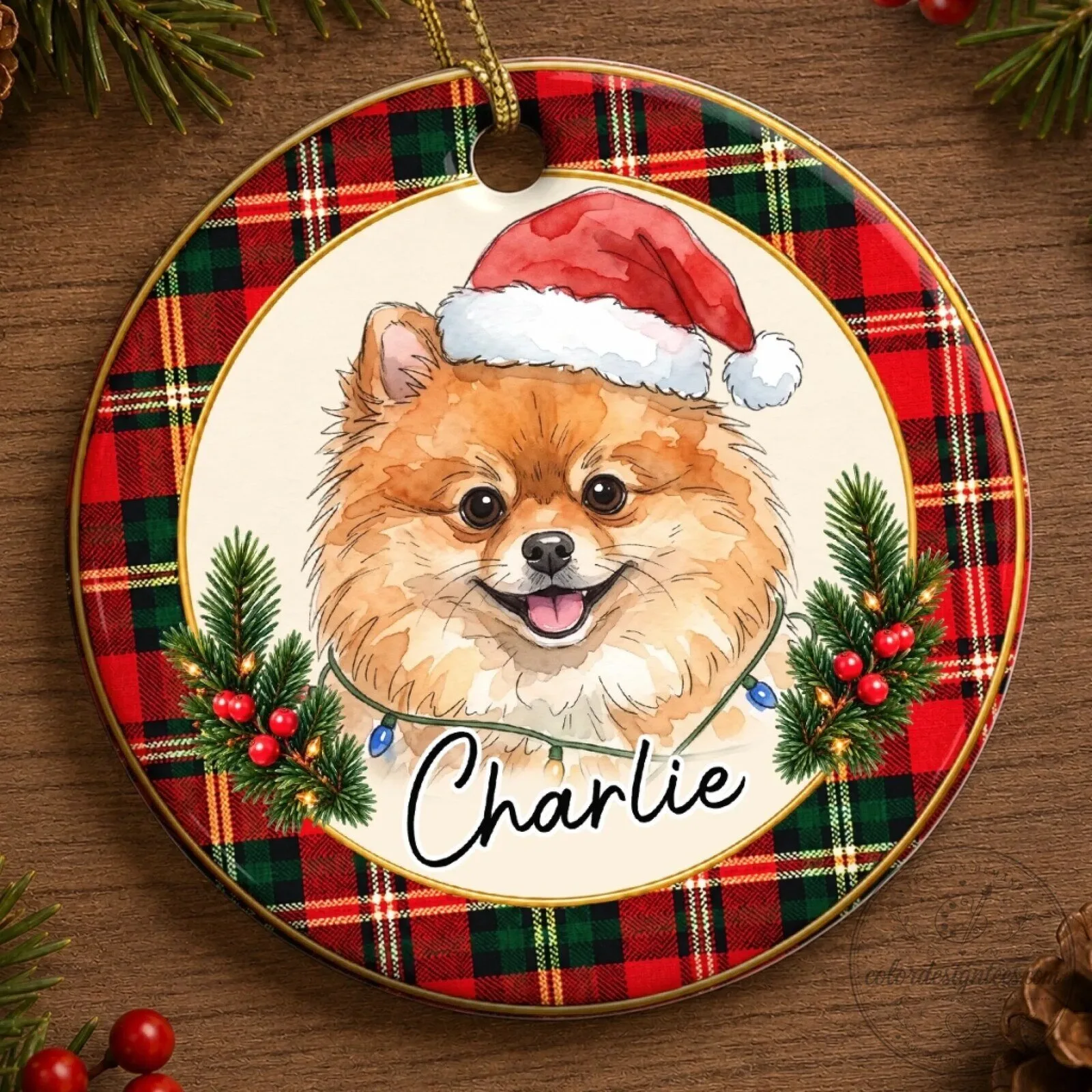 Personalized Pet Photo Christmas Ornament with Tartan Plaid Design 15 Personalized Pet Photo Christmas Ornament with Tartan Plaid Design