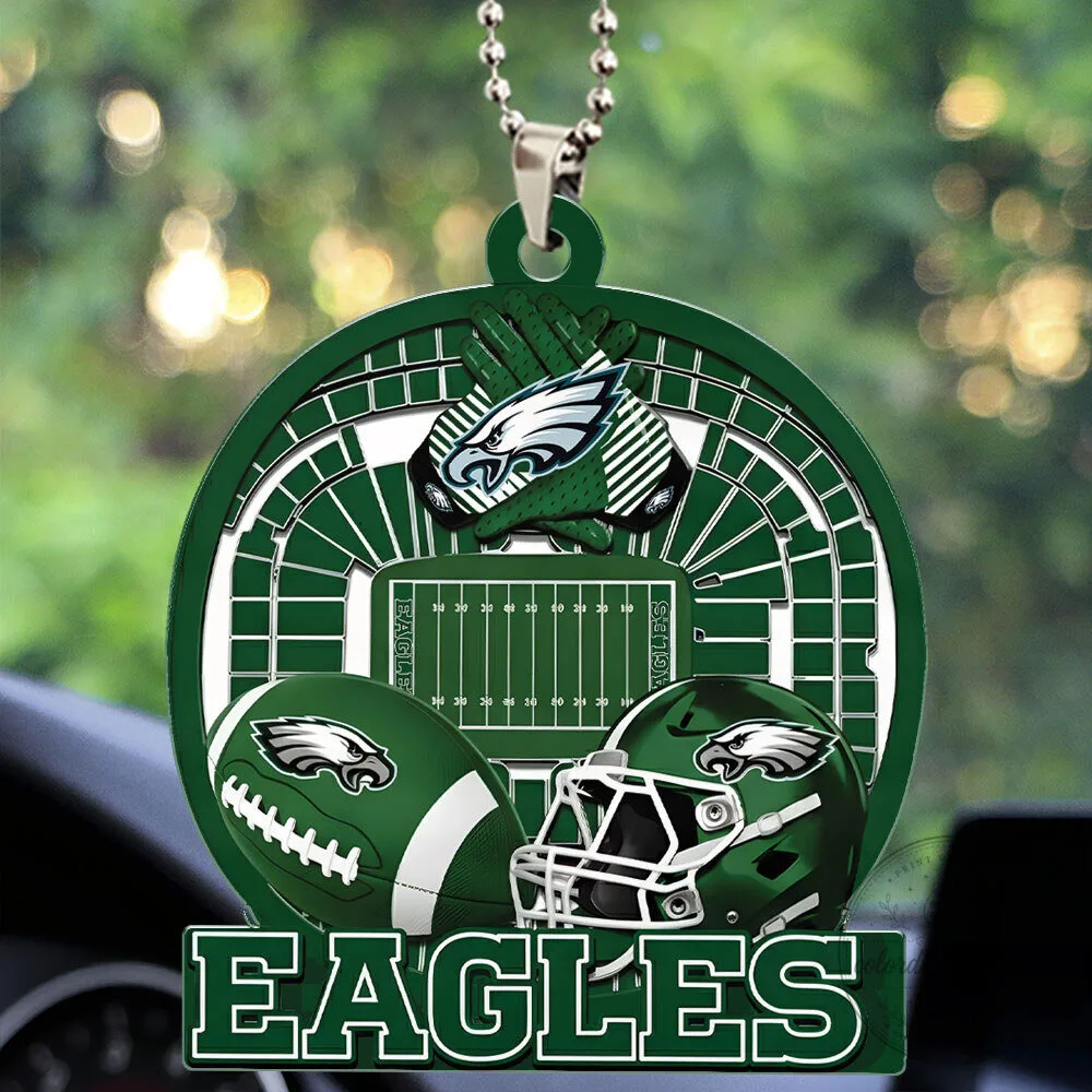 Philadelphia Eagles Football Stadium Helmet and Ball Car Ornament