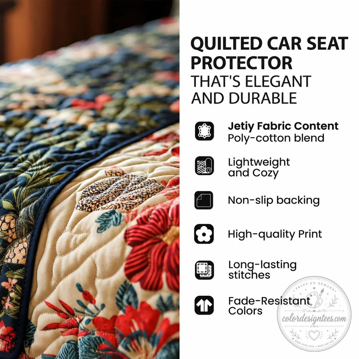 Autumn Chicken Friends Quilted Car Seat Cover Protector 9 Autumn Chicken Friends Quilted Car Seat Cover Protector