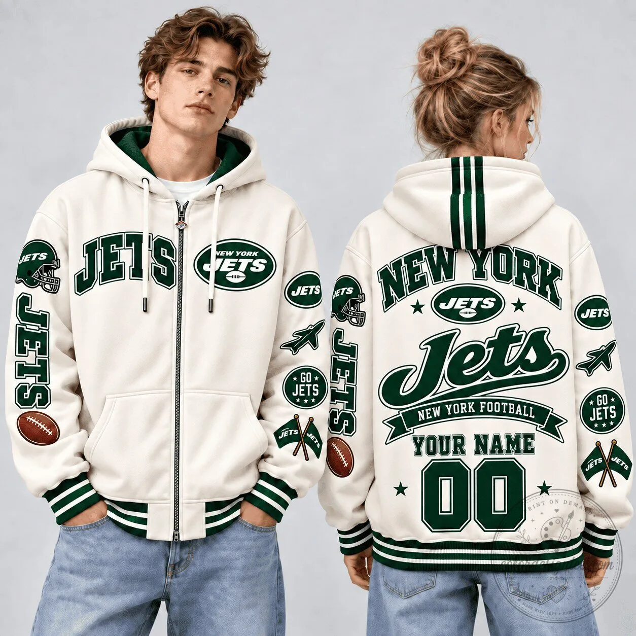 New York Jets NFL Football Personalized Champions Style Full Zip Hoodie