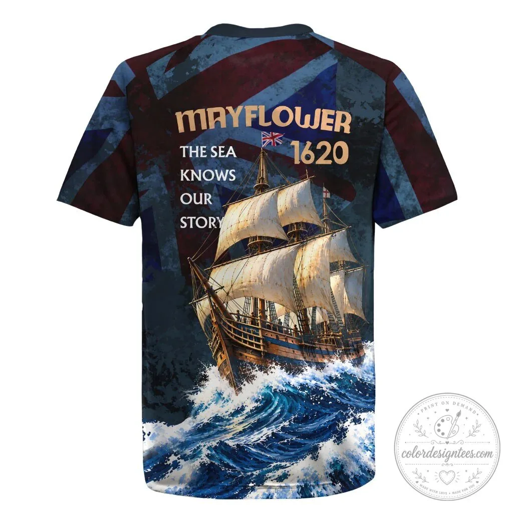 Mayflower 1620 Ship Vintage Nautical Ocean Waves Art Rugby Jersey 7 Mayflower 1620 Ship Vintage Nautical Ocean Waves Art Rugby Jersey