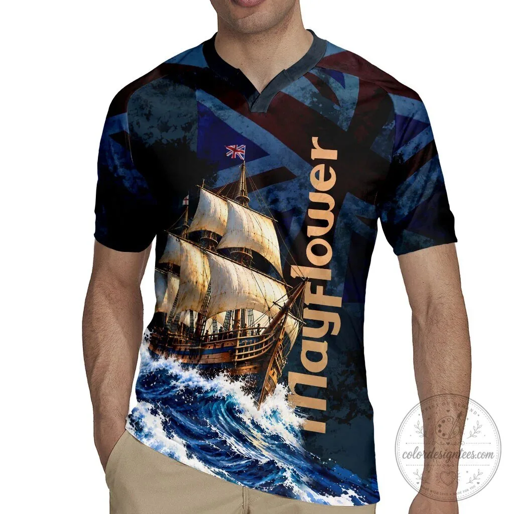 Mayflower 1620 Ship Vintage Nautical Ocean Waves Art Rugby Jersey 8 Mayflower 1620 Ship Vintage Nautical Ocean Waves Art Rugby Jersey