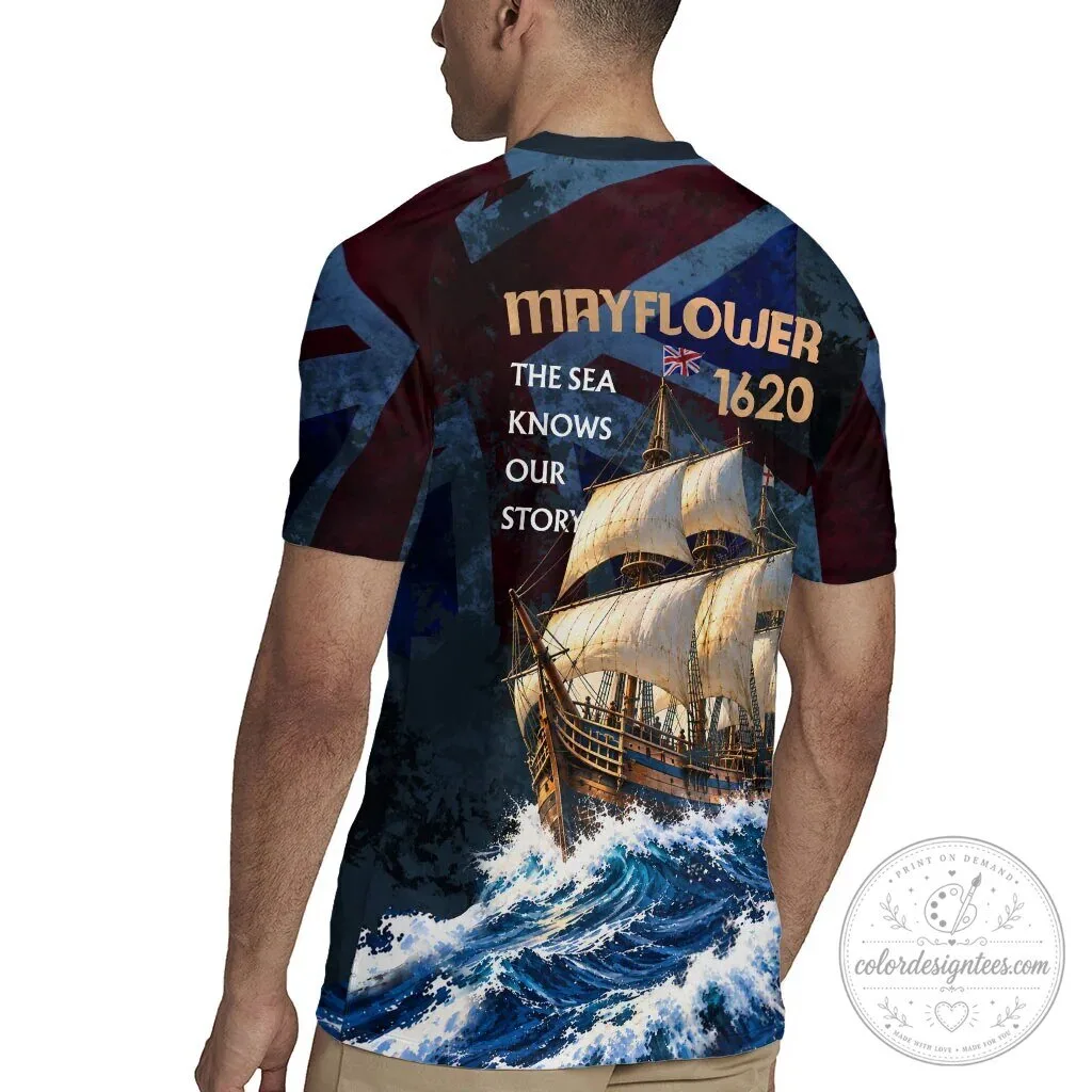 Mayflower 1620 Ship Vintage Nautical Ocean Waves Art Rugby Jersey 9 Mayflower 1620 Ship Vintage Nautical Ocean Waves Art Rugby Jersey