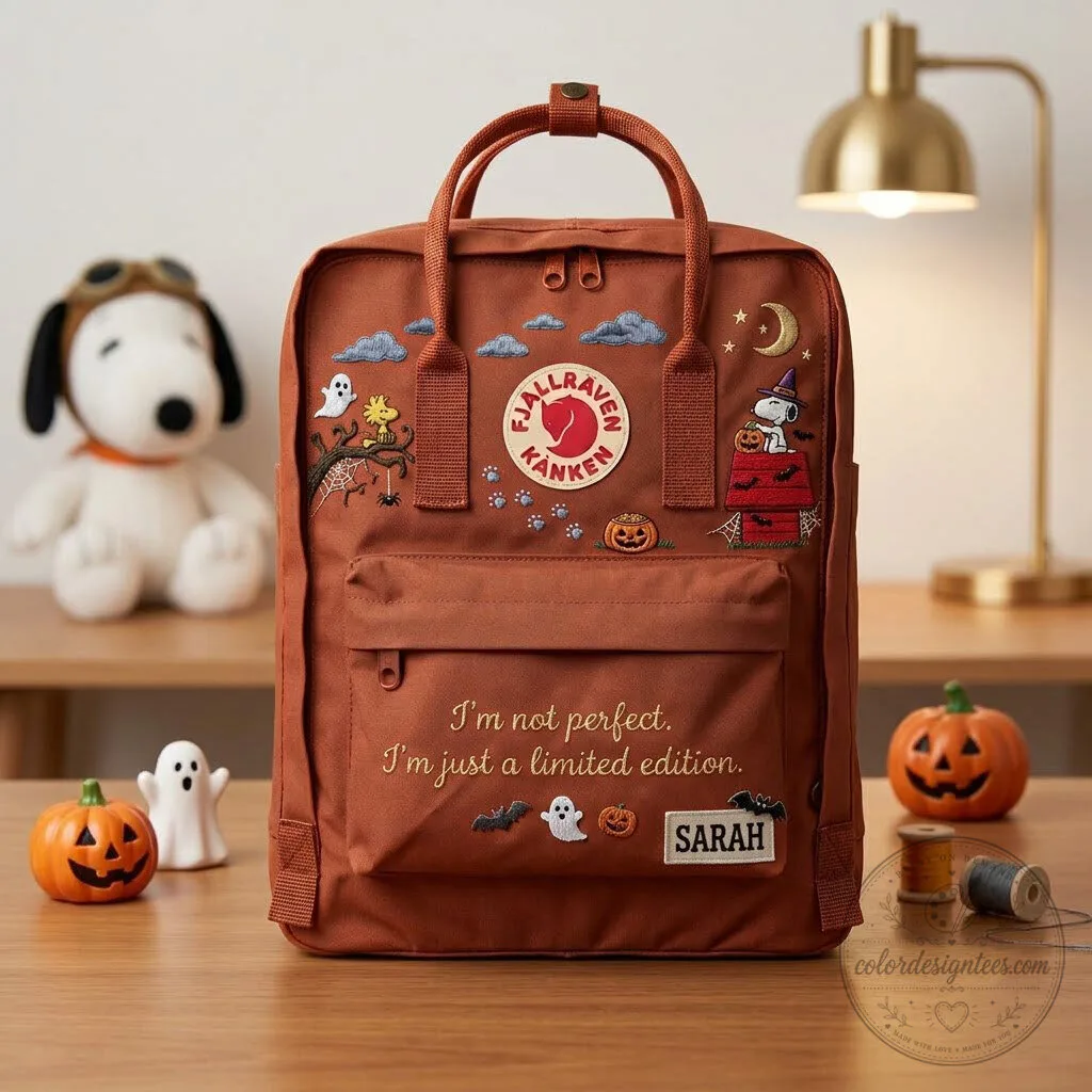 Snoopy Halloween Embroidered Fjallraven Kanken Backpack with Custom Name