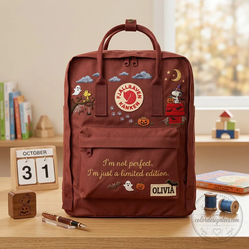 Snoopy Halloween Embroidered Fjallraven Kanken Backpack with Custom Name 9 Snoopy Halloween Embroidered Fjallraven Kanken Backpack with Custom Name