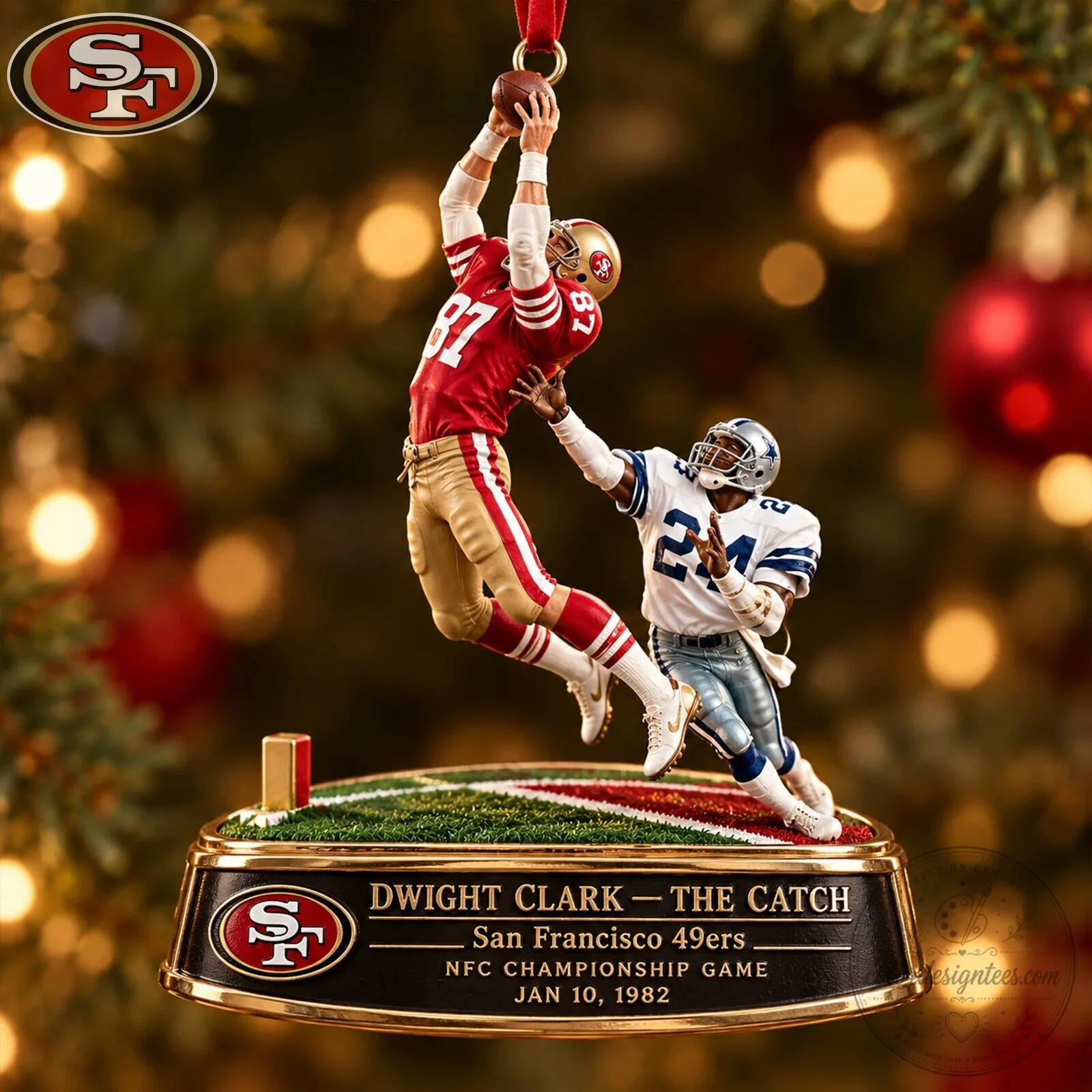 San Francisco 49ers Dwight Clark The Catch NFC Championship Game Christmas Ornament
