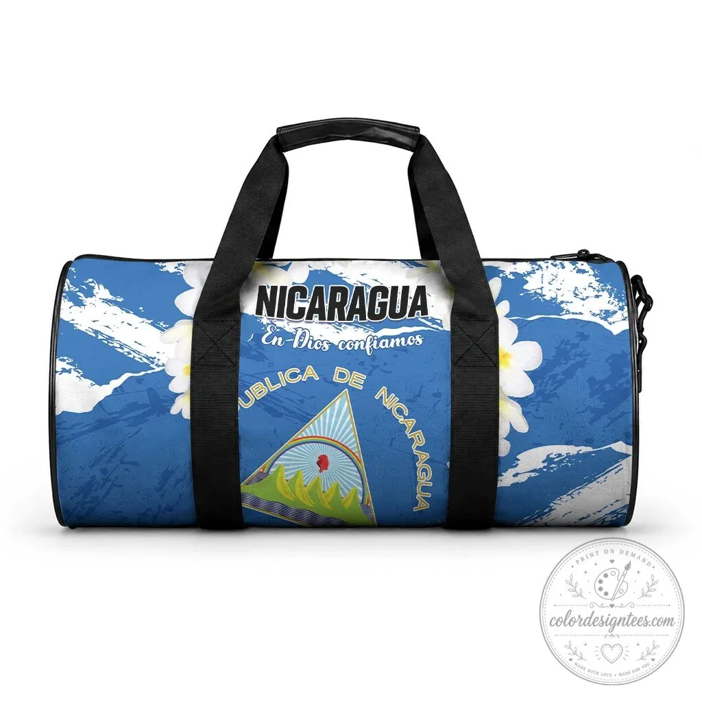 Nicaragua Sacuanjoche Flower Flag Independence Day Duffle Bag
