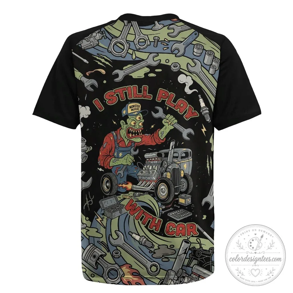 Monster Motors Hot Rod Zombie Mechanic Vintage Auto Tools Art Polo Shirt 9 Monster Motors Hot Rod Zombie Mechanic Vintage Auto Tools Art Polo Shirt