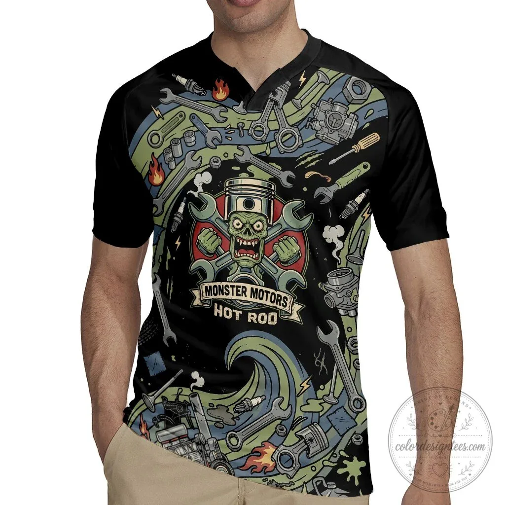 Monster Motors Hot Rod Zombie Mechanic Vintage Auto Tools Art Polo Shirt 10 Monster Motors Hot Rod Zombie Mechanic Vintage Auto Tools Art Polo Shirt