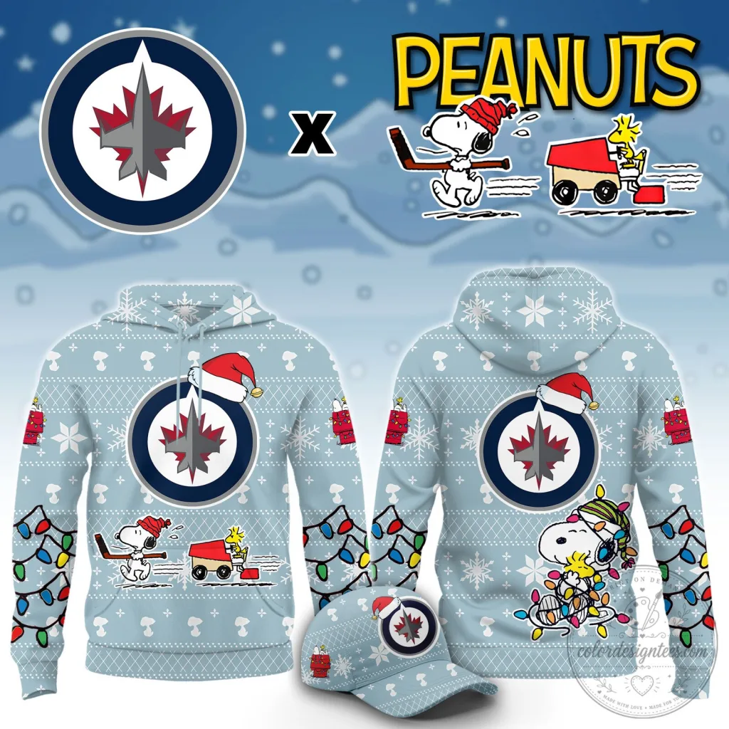 Winnipeg Jets and Peanuts Christmas Limited Edition Holiday Hoodie Winnipeg Jets and Peanuts Christmas Limited Edition Holiday Hoodie