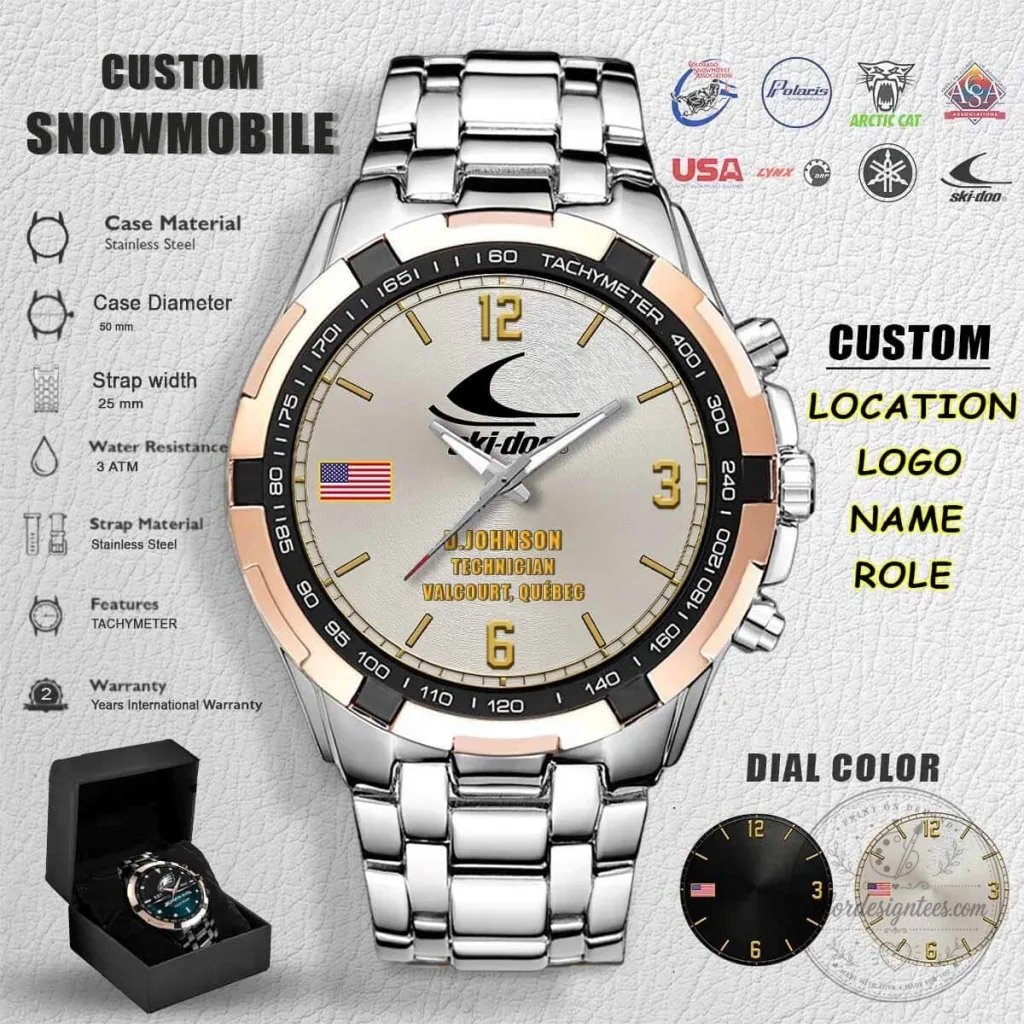 Custom Snowmobile Technician Stainless Steel Tachymeter Watch Custom Snowmobile Technician Stainless Steel Tachymeter Watch