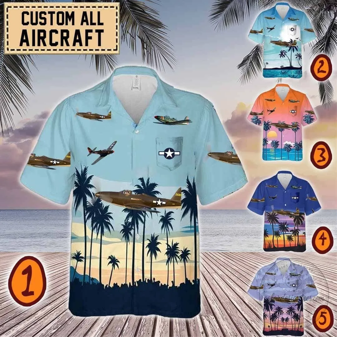 Bell P-63 Kingcobra World War II Fighter Plane Hawaiian Shirt