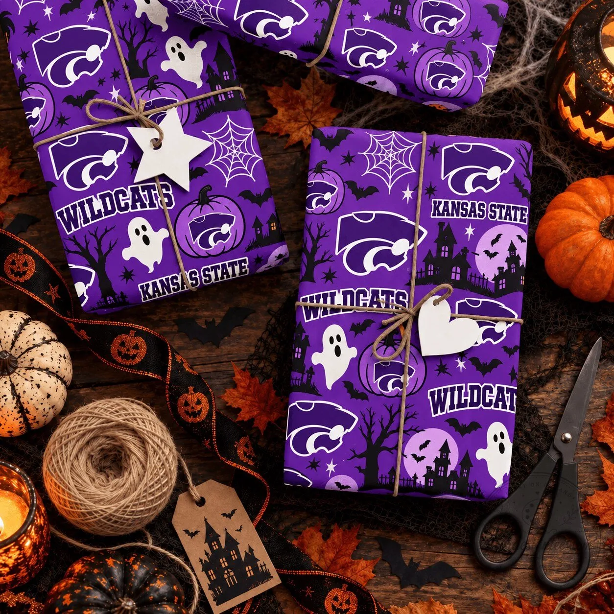 Kansas State Wildcats Halloween Purple Gift Wrapping Paper