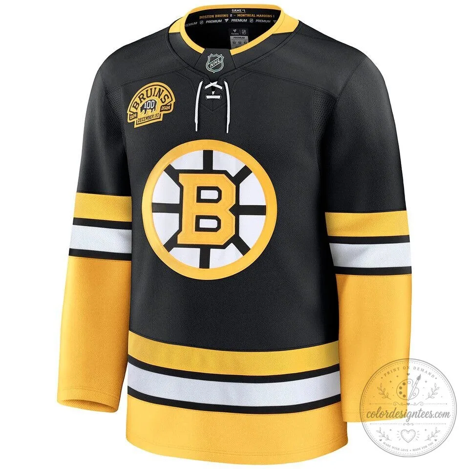 Boston Bruins Alternate Black Gold White Striped Hockey Jersey
