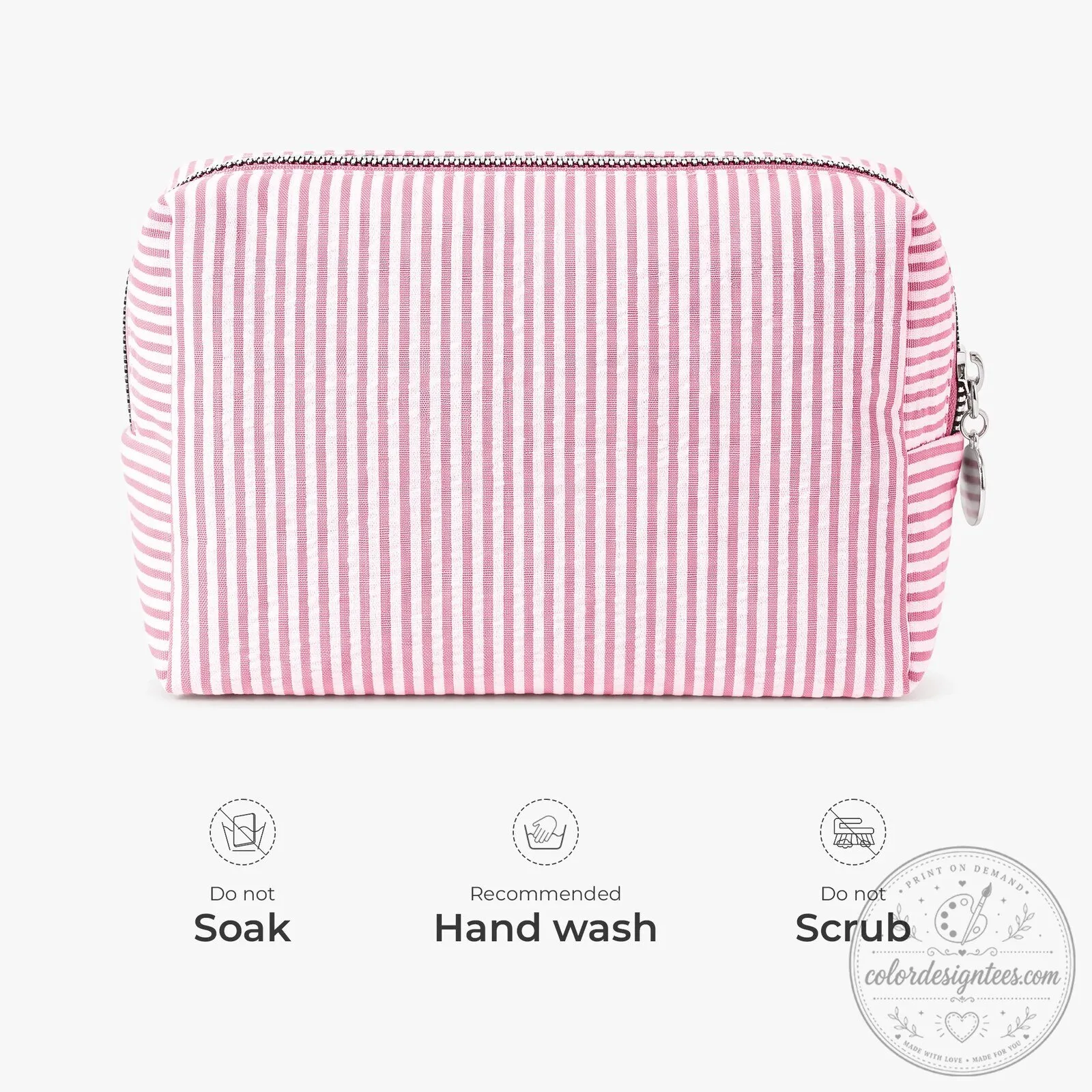 Personalized This Mommy Belongs To Seersucker Striped Makeup Bag 12 Personalized This Mommy Belongs To Seersucker Striped Makeup Bag