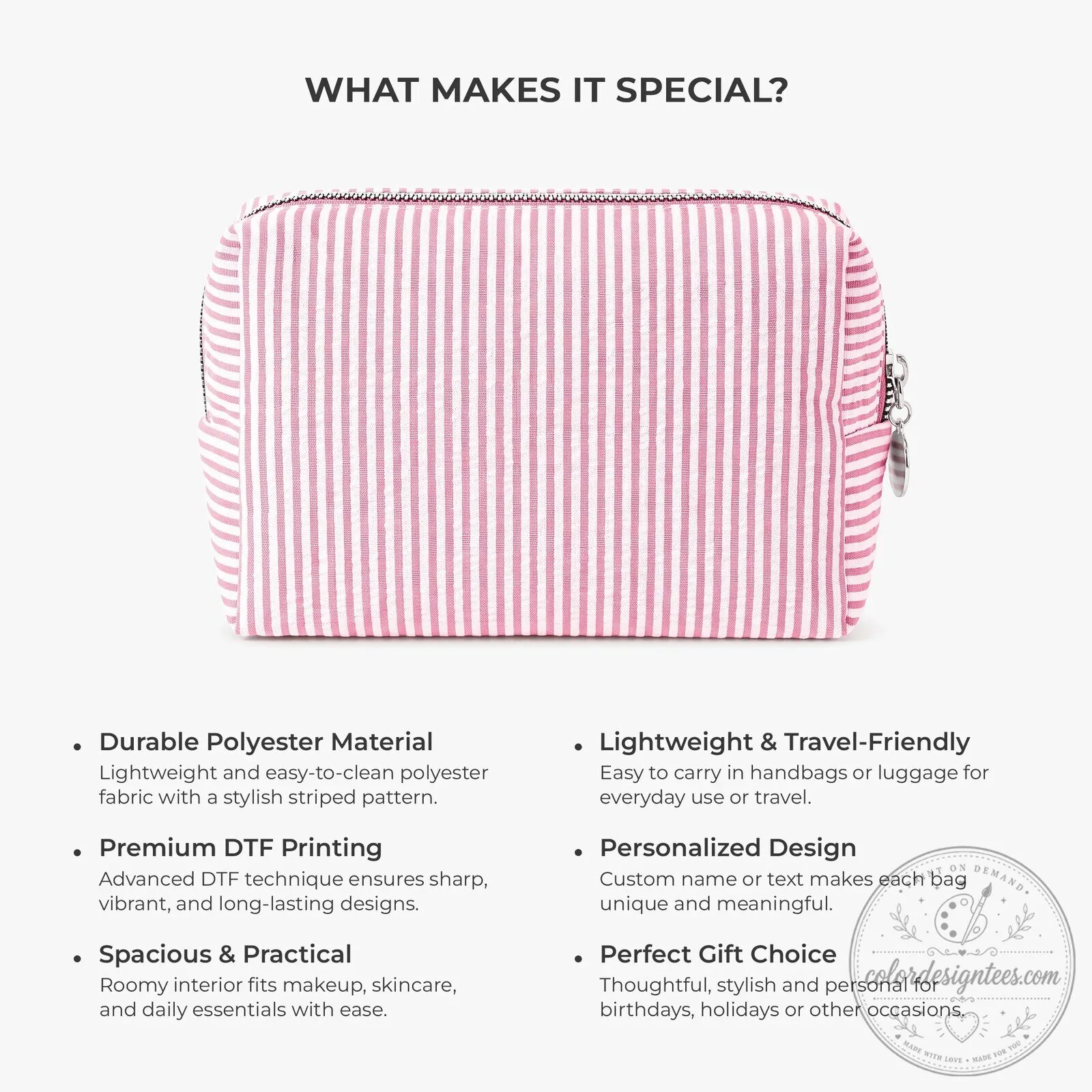 Personalized This Mommy Belongs To Seersucker Striped Makeup Bag 13 Personalized This Mommy Belongs To Seersucker Striped Makeup Bag