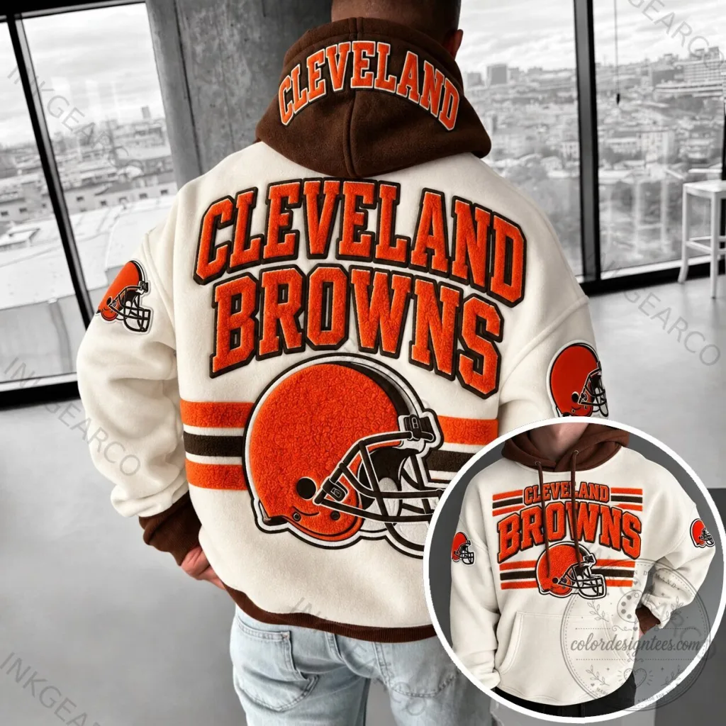 Embroidered Logo Hoodie of the Cleveland Browns Football Team Embroidered Logo Hoodie of the Cleveland Browns Football Team